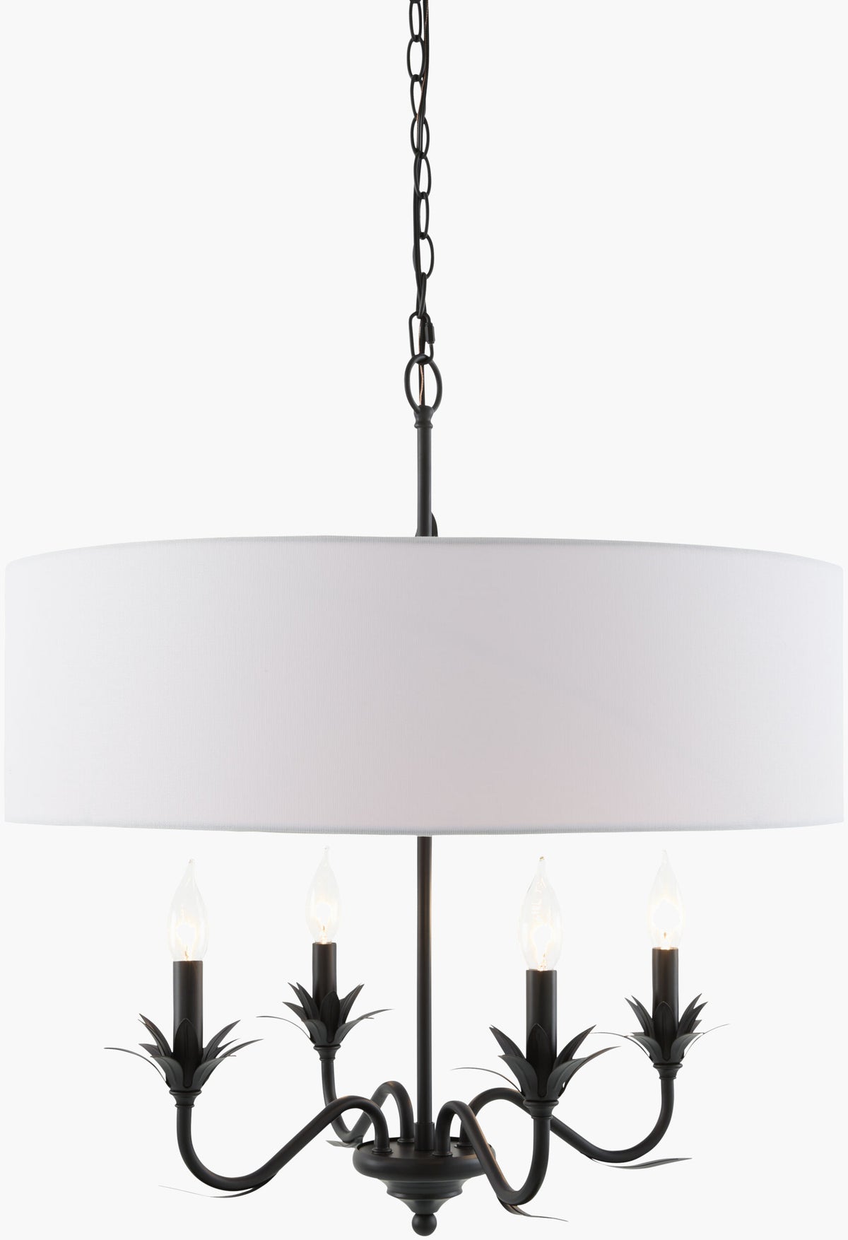Lustre Iron Chandelier, Powder Coated Black (LSTR-013)