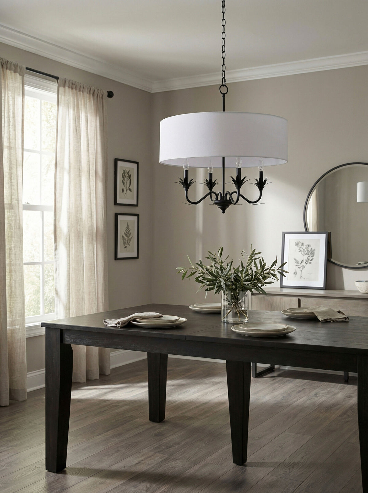 Lustre Iron Chandelier, Powder Coated Black (LSTR-013)