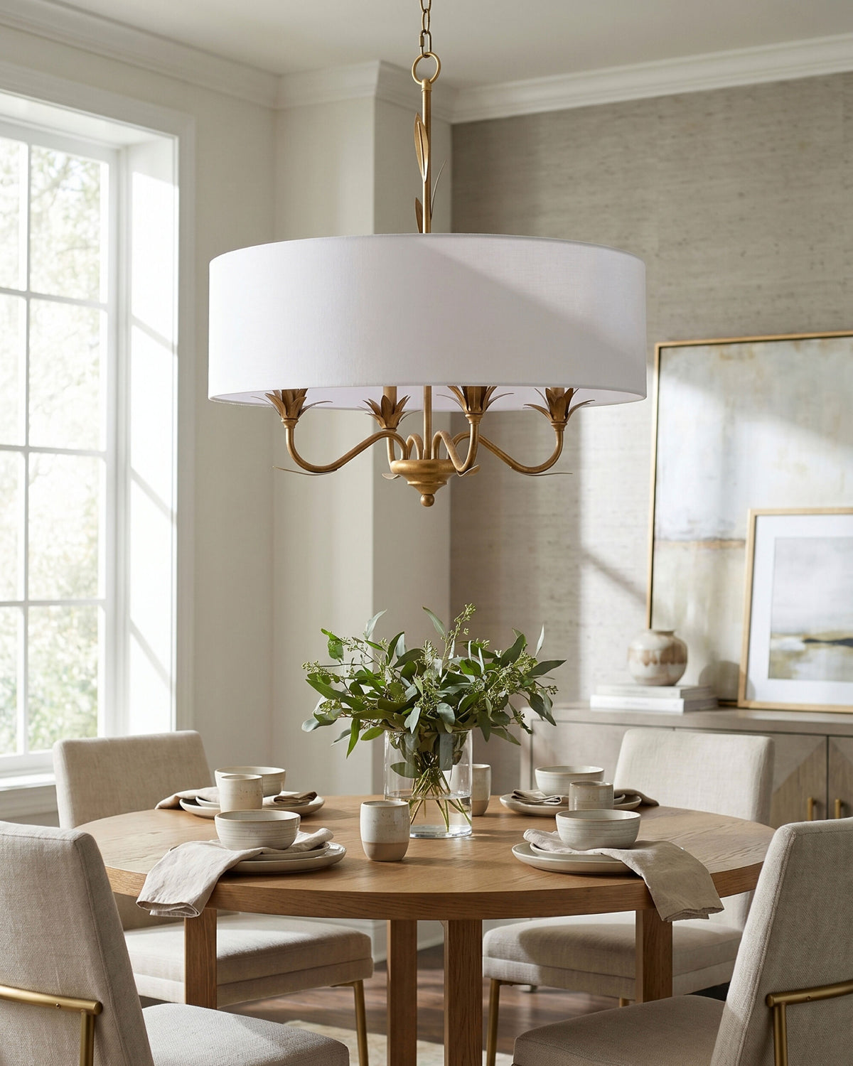 Lustre Iron Chandelier, Powder Coated Gold (LSTR-014)