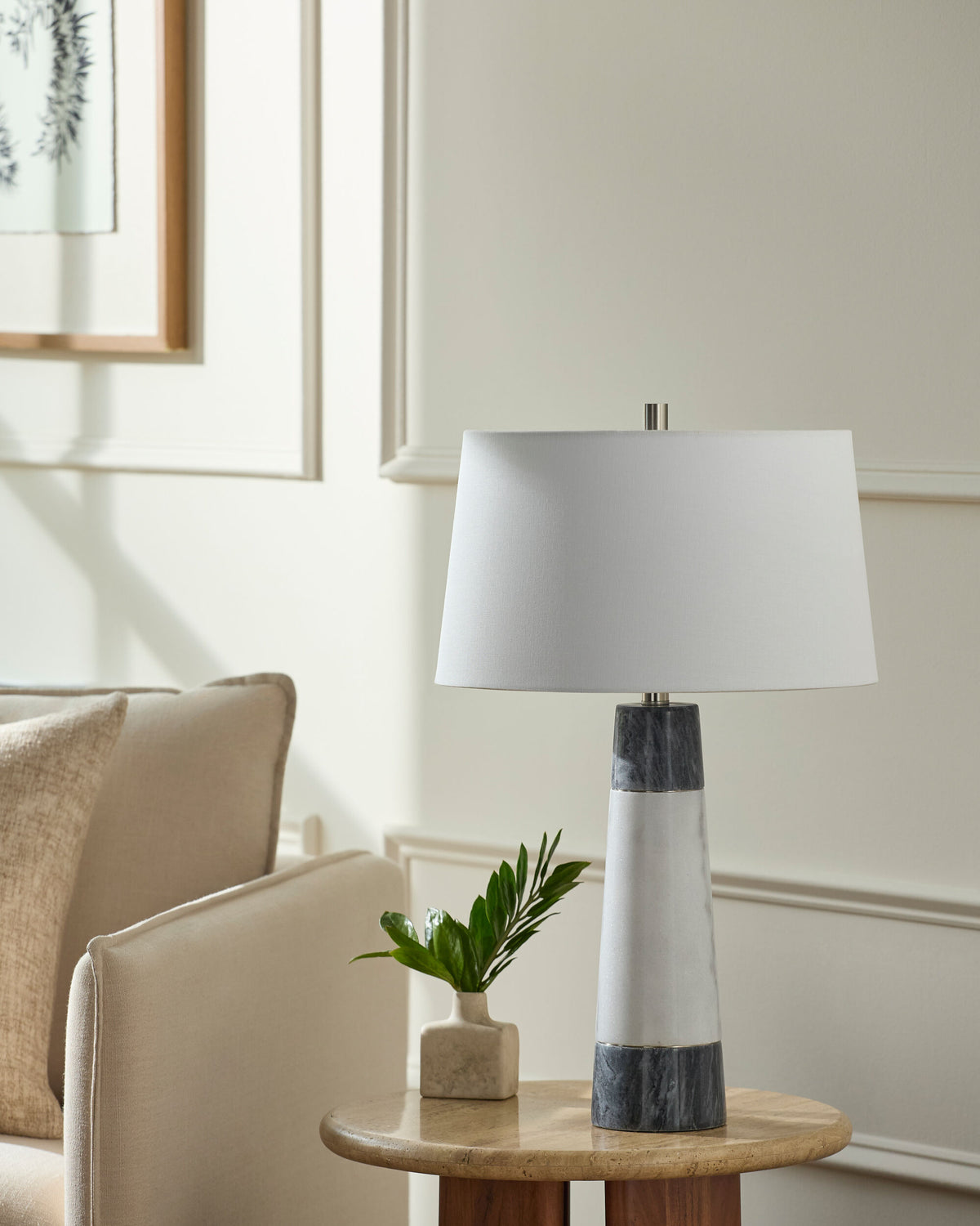 Lumion 26" Marble Table Lamp, Natural Gray, Natural White