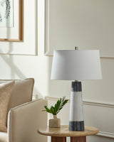 Lumion 26" Marble Table Lamp, Natural Gray, Natural White