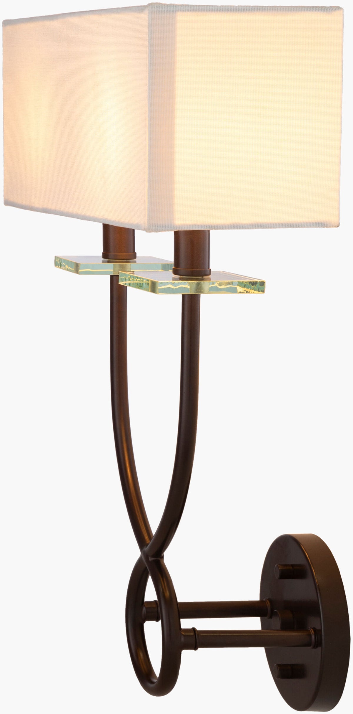 Livi 18" Iron Wall Sconce, Powder Coated Metallic Bronze, Translucent Clear
