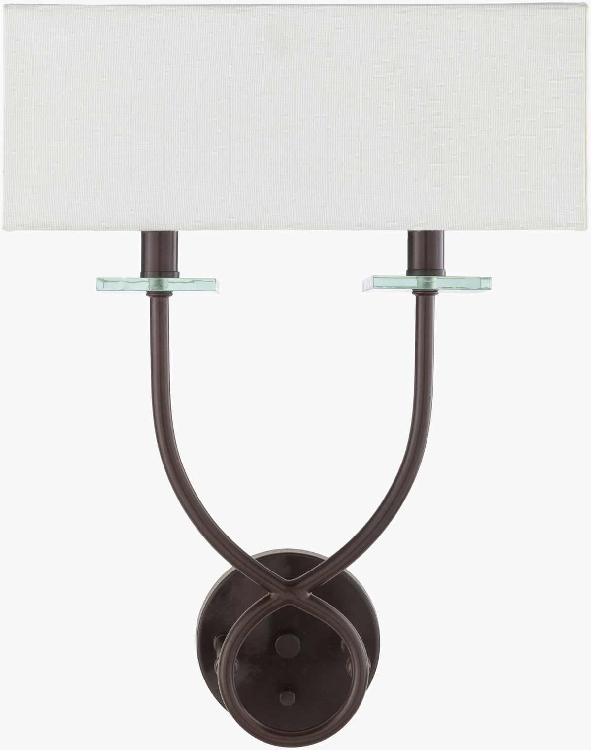 Livi 18" Iron Wall Sconce, Powder Coated Metallic Bronze, Translucent Clear