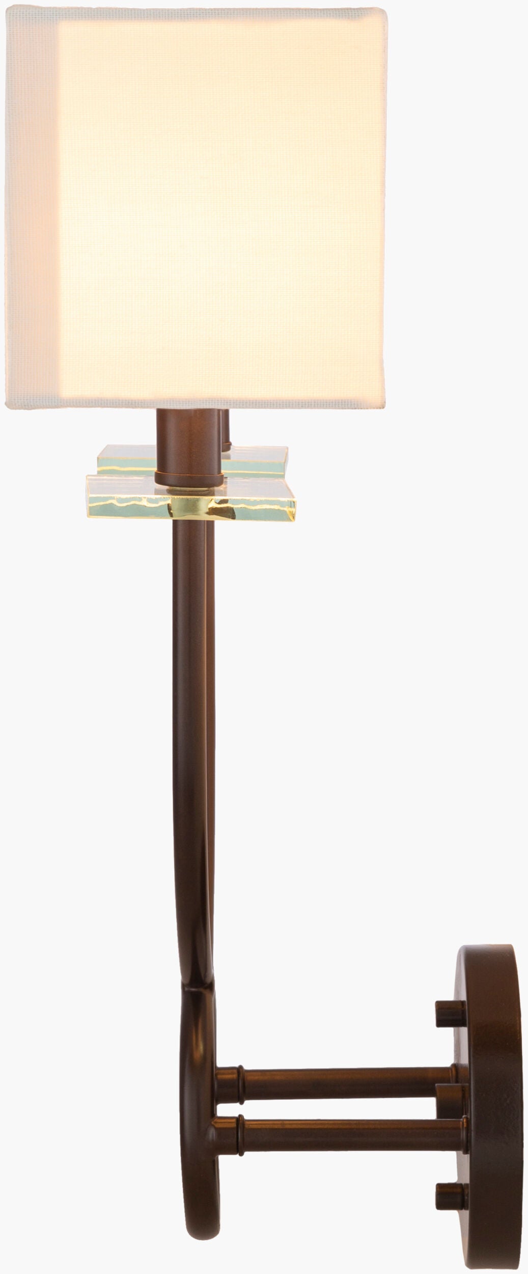 Livi 18" Iron Wall Sconce, Powder Coated Metallic Bronze, Translucent Clear