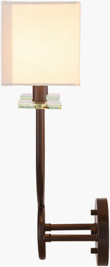 Livi 18" Iron Wall Sconce, Powder Coated Metallic Bronze, Translucent Clear