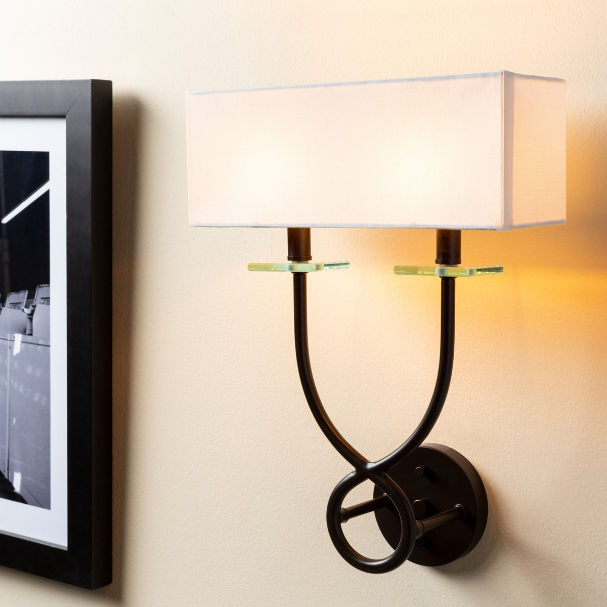 Livi 18" Iron Wall Sconce, Powder Coated Metallic Bronze, Translucent Clear