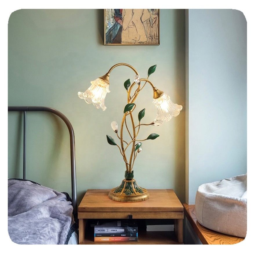 New French Floral Table Lamp