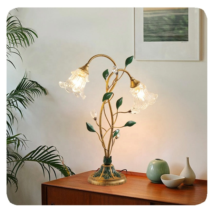New French Floral Table Lamp