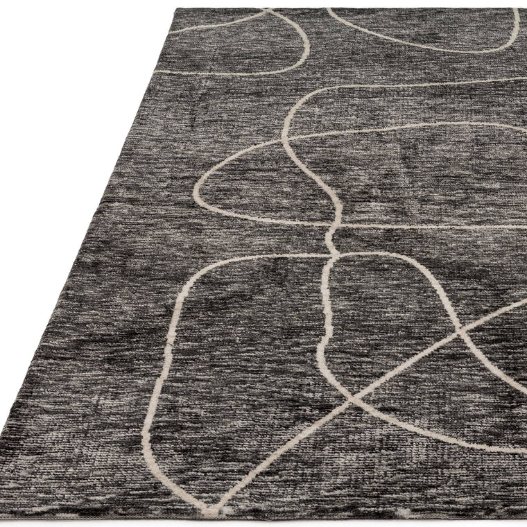 Cut and looped in one weave — Abstract Microfibre Living Room Rug — High-Low Pile, Modern, Mason