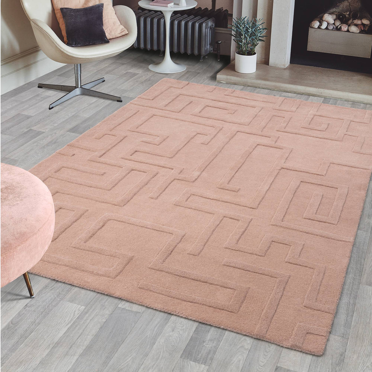 Maze Rug styled in a living room