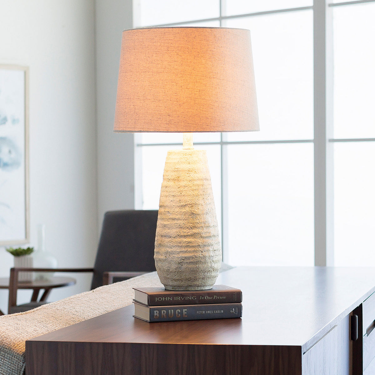 Maggie 27" Resin Table Lamp, Hand Finished Ivory