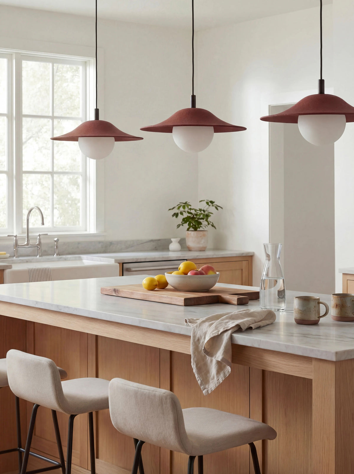 Makebon Iron Pendant Light, Painted Orange