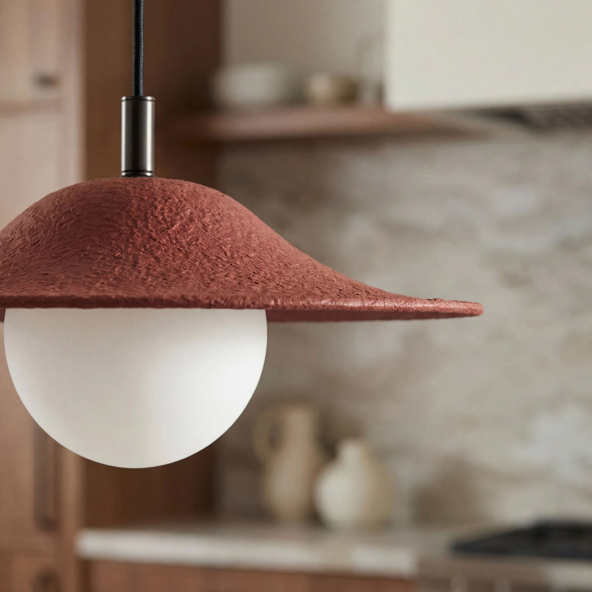 Makebon Iron Pendant Light, Painted Orange