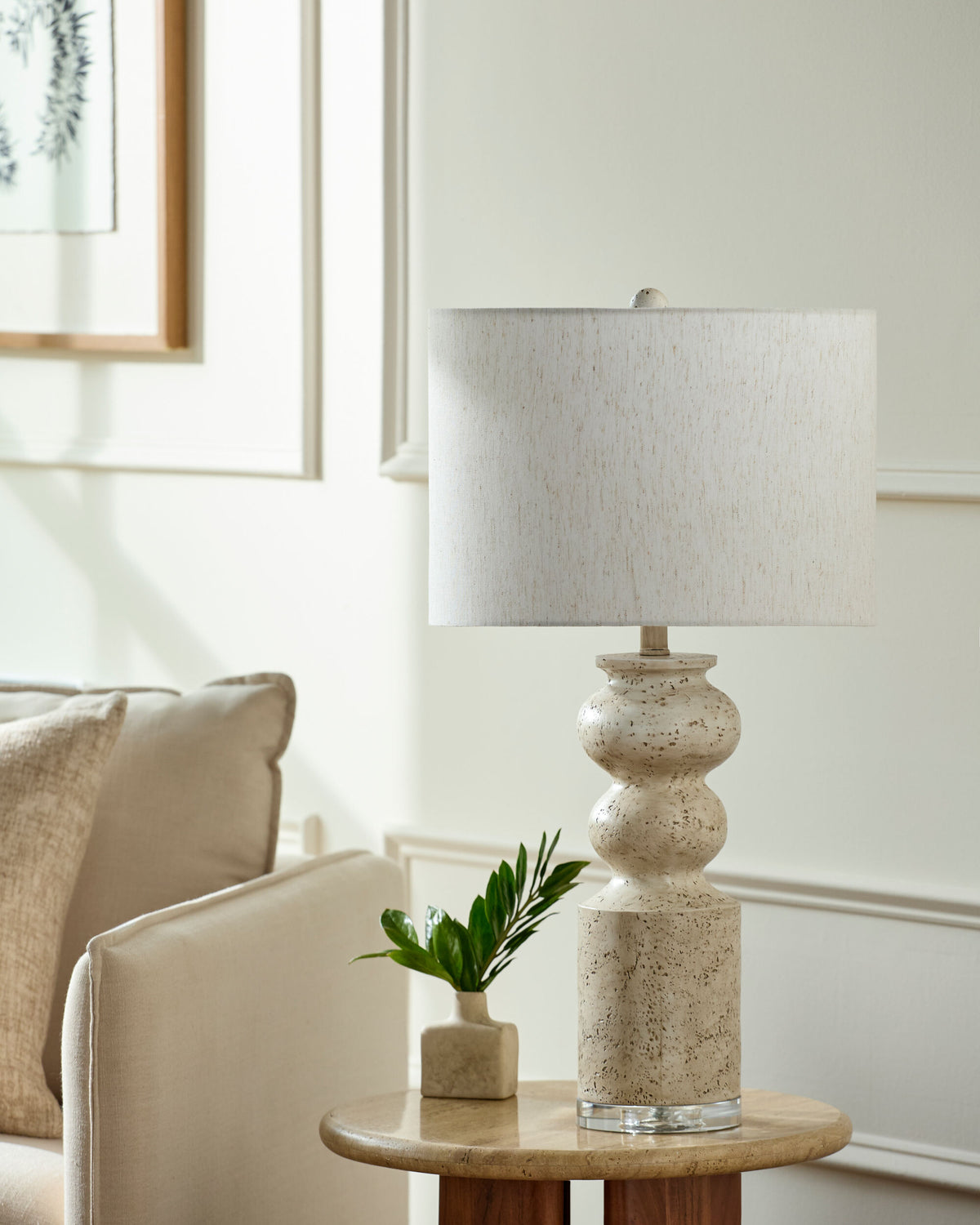 Maluku 29" Resin Table Lamp, Painted Cream