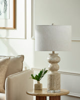 Maluku 29" Resin Table Lamp, Painted Cream