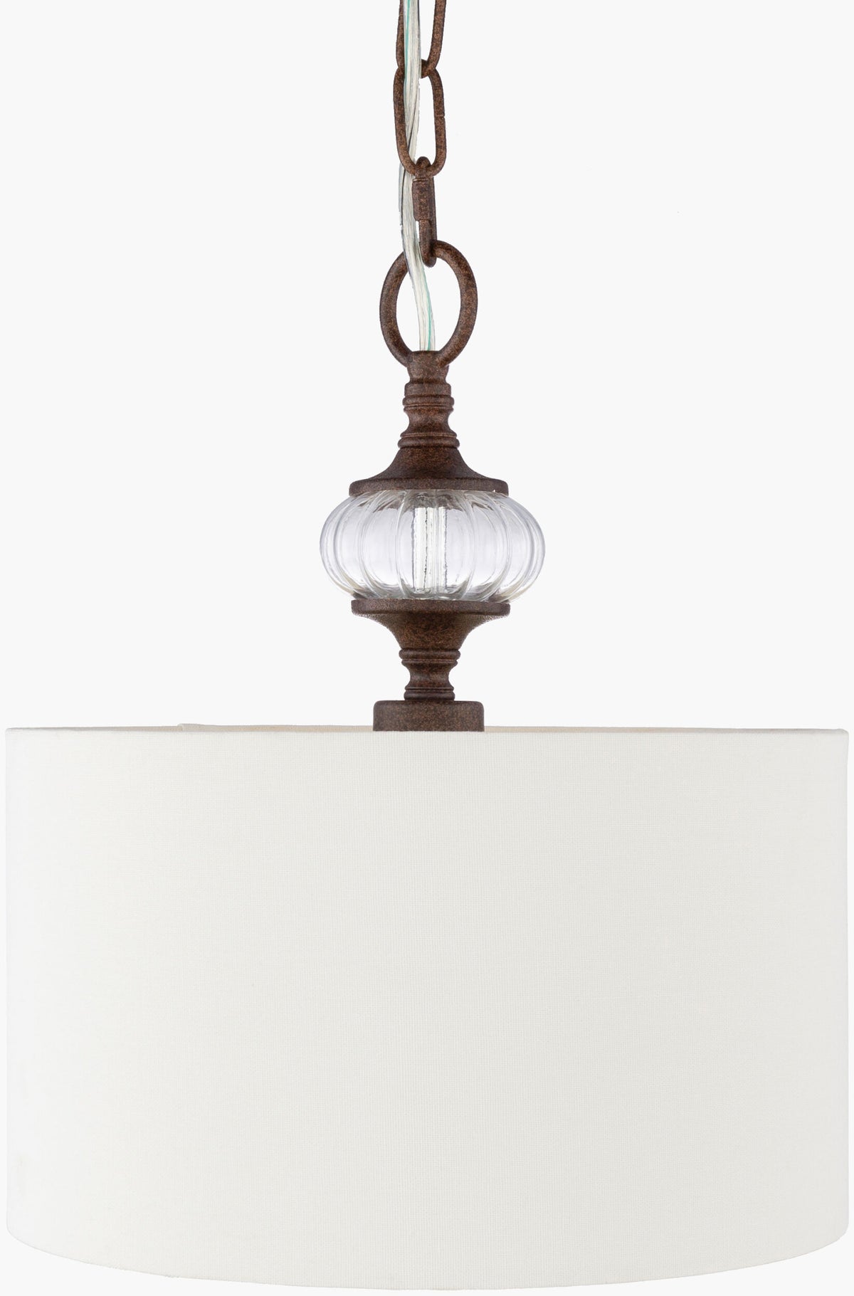 Maliyah Iron Pendant Light, Hand Painted Rust, Textured Clear