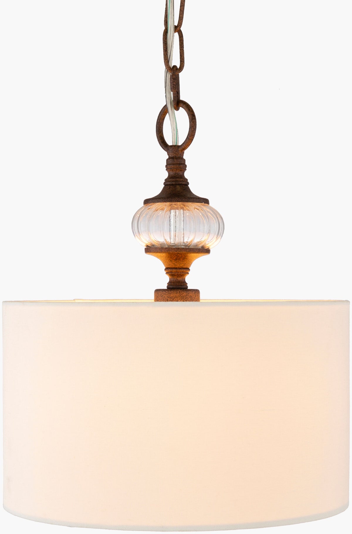 Maliyah Iron Pendant Light, Hand Painted Rust, Textured Clear
