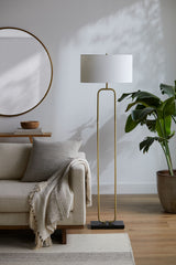 Molto 63" Iron Floor Lamp, Plated Metallic Brass