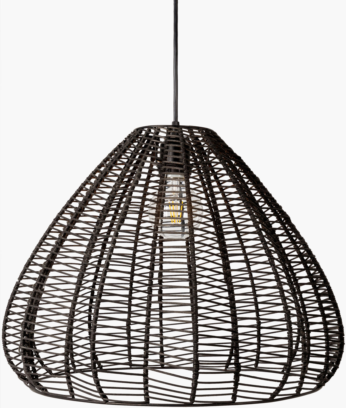 Mosella Rattan Pendant Light, Painted Black
