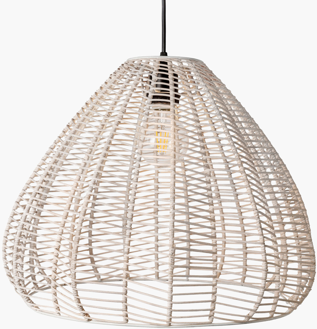 Mosella Rattan Pendant Light, Painted White