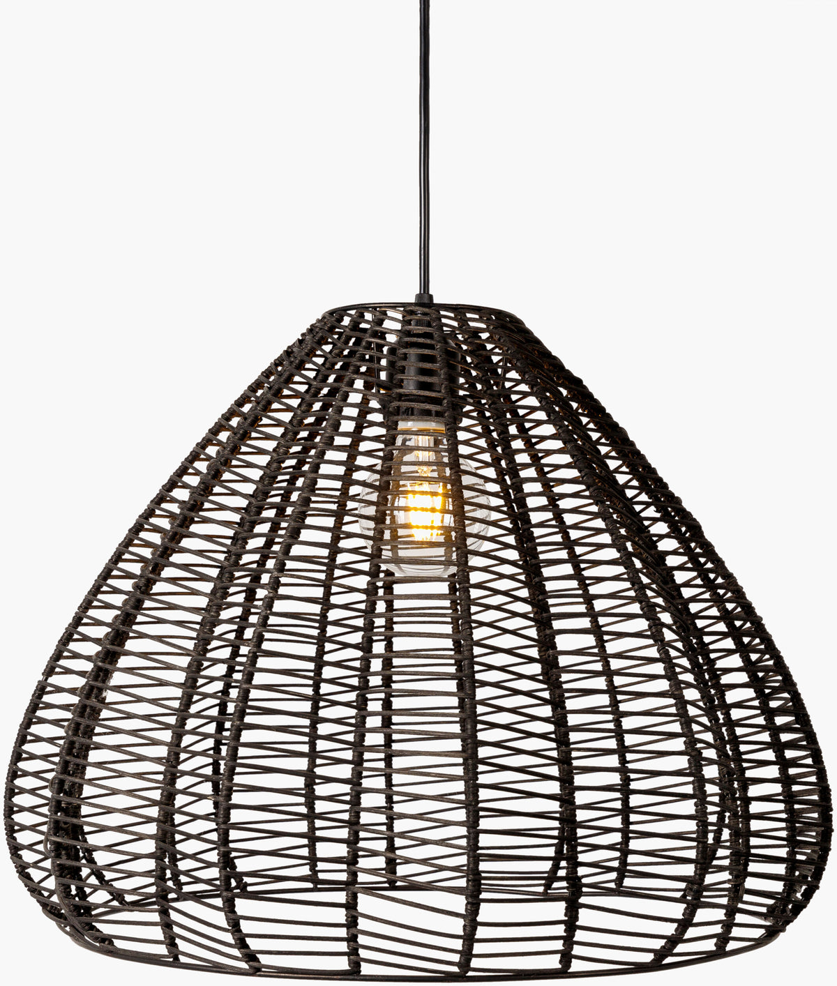 Mosella Rattan Pendant Light, Painted Black