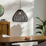 Mosella Rattan Pendant Light, Painted Black