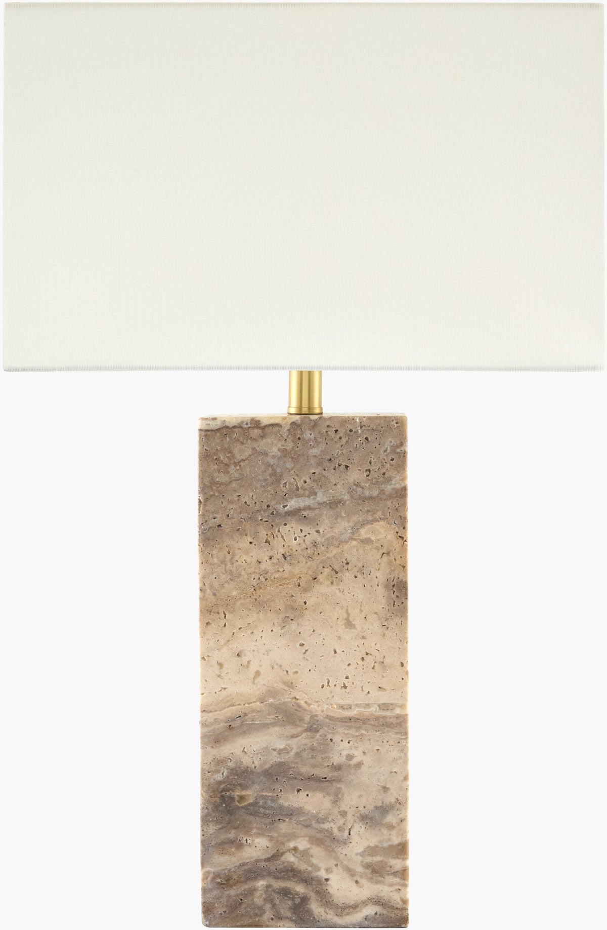 Mirello 27" Travertine Table Lamp, Natural Dark Brown