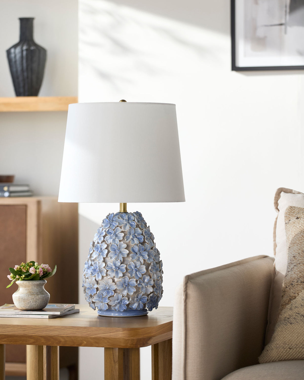 Marradi 22" Ceramic Table Lamp, Glazed Blue