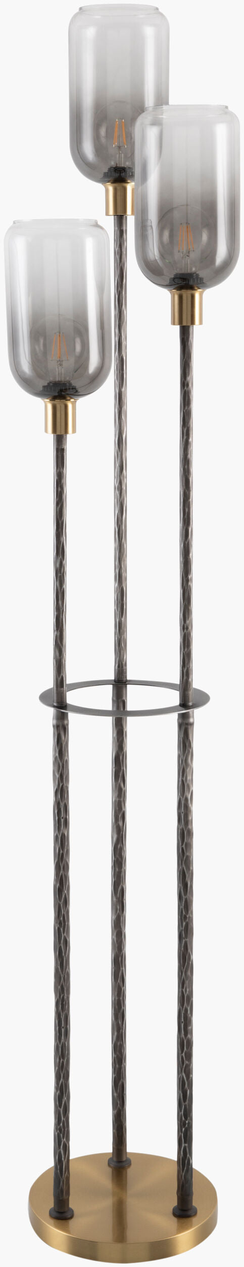 Mirasol 68" Rubber Wood Floor Lamp, Painted Silver Gray