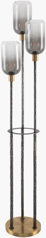 Mirasol 68" Rubber Wood Floor Lamp, Painted Silver Gray