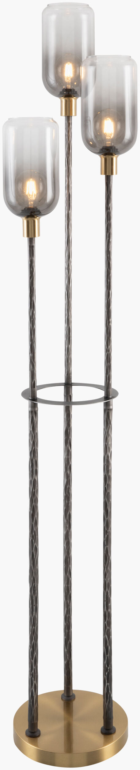 Mirasol 68" Rubber Wood Floor Lamp, Painted Silver Gray
