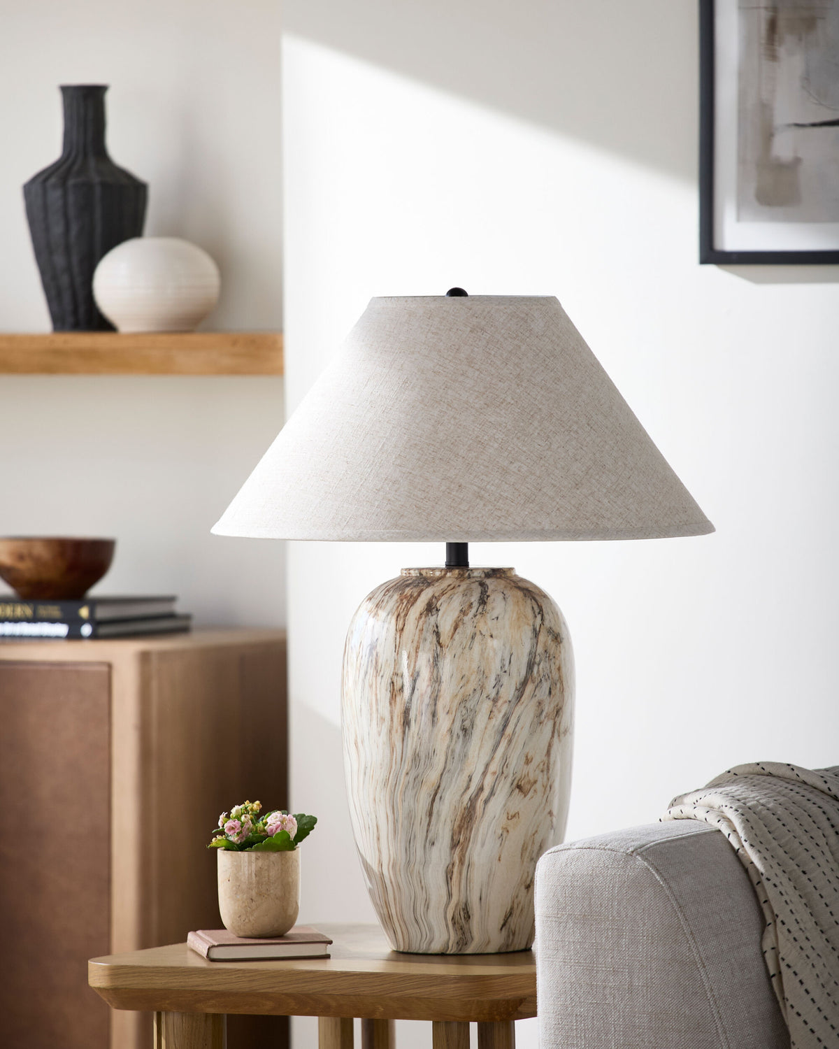 Coral Bay 30" Ceramic Table Lamp, Glazed Brown