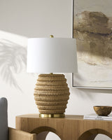 Island Ridges 26" Rattan Table Lamp, Natural Wheat