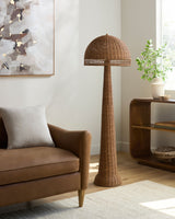 Lighthouse Bay 59" Rattan Floor Lamp, Painted Wheat