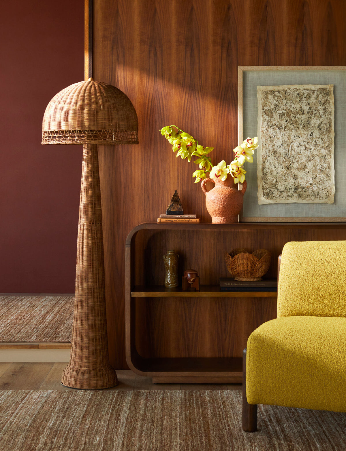 Lighthouse Bay 59" Rattan Floor Lamp, Painted Wheat