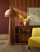 Lighthouse Bay 59" Rattan Floor Lamp, Painted Wheat