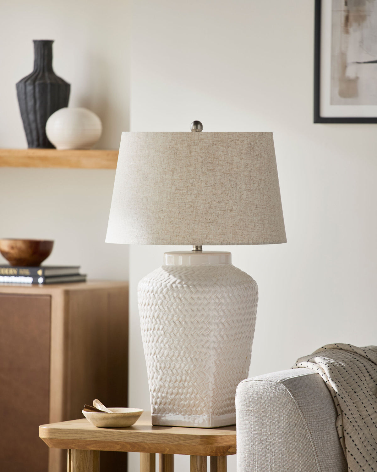 Ocean Mist 30" Ceramic Table Lamp, Glazed White