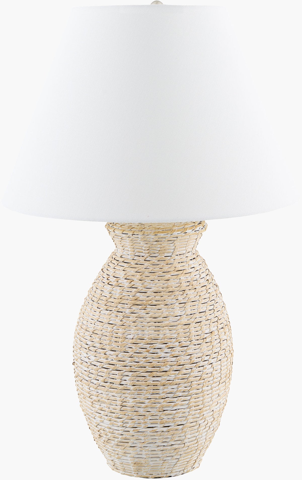 Paradise Bay 29" Rattan Table Lamp, Painted White