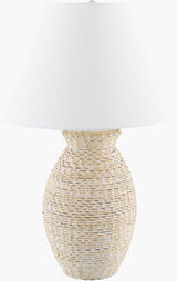 Paradise Bay 29" Rattan Table Lamp, Painted White