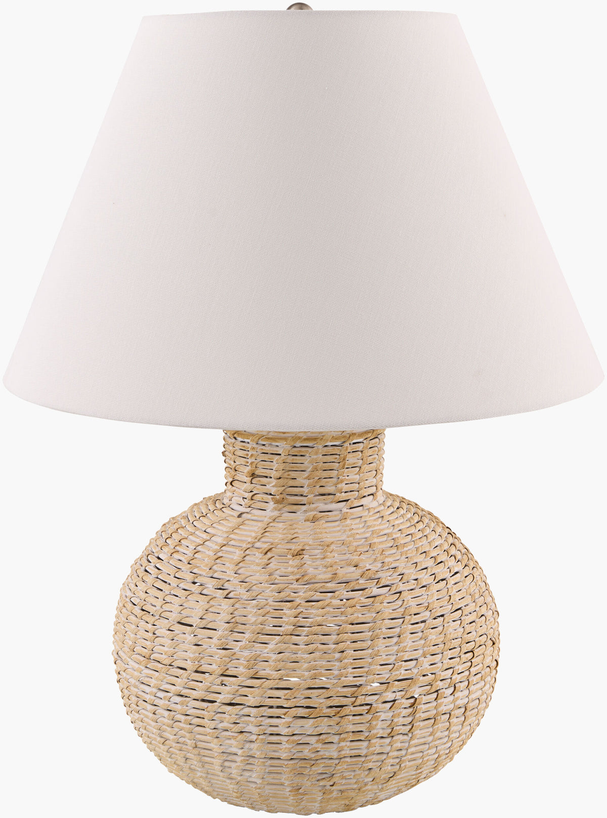 Paradise Bay 24" Rattan Table Lamp, Painted White