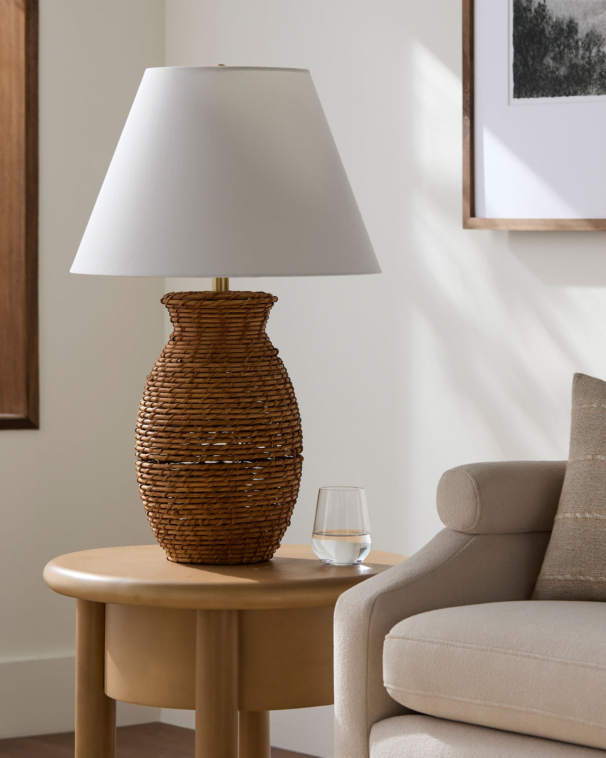Paradise Bay 29" Rattan Table Lamp, Painted Wheat