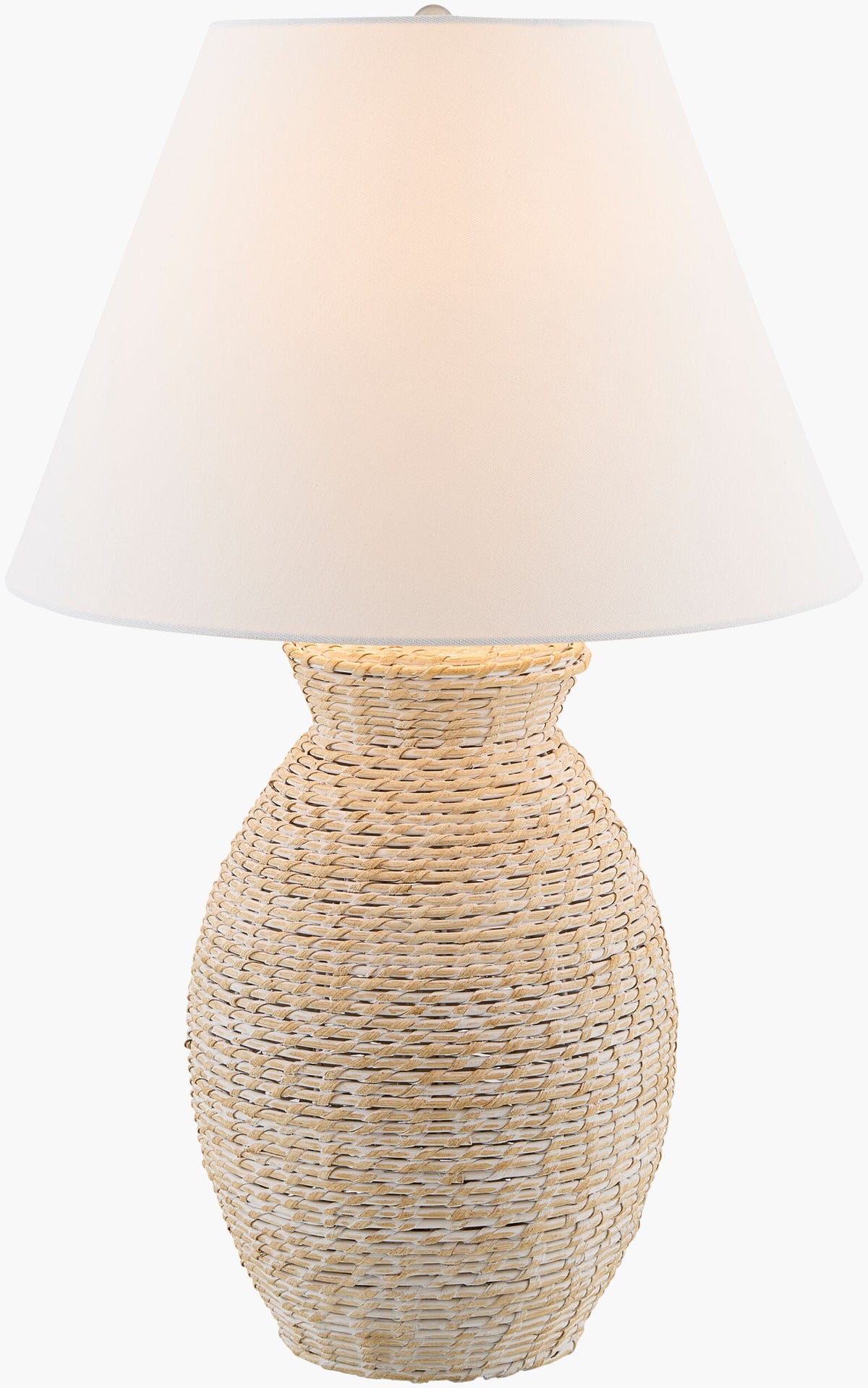 Paradise Bay 29" Rattan Table Lamp, Painted White