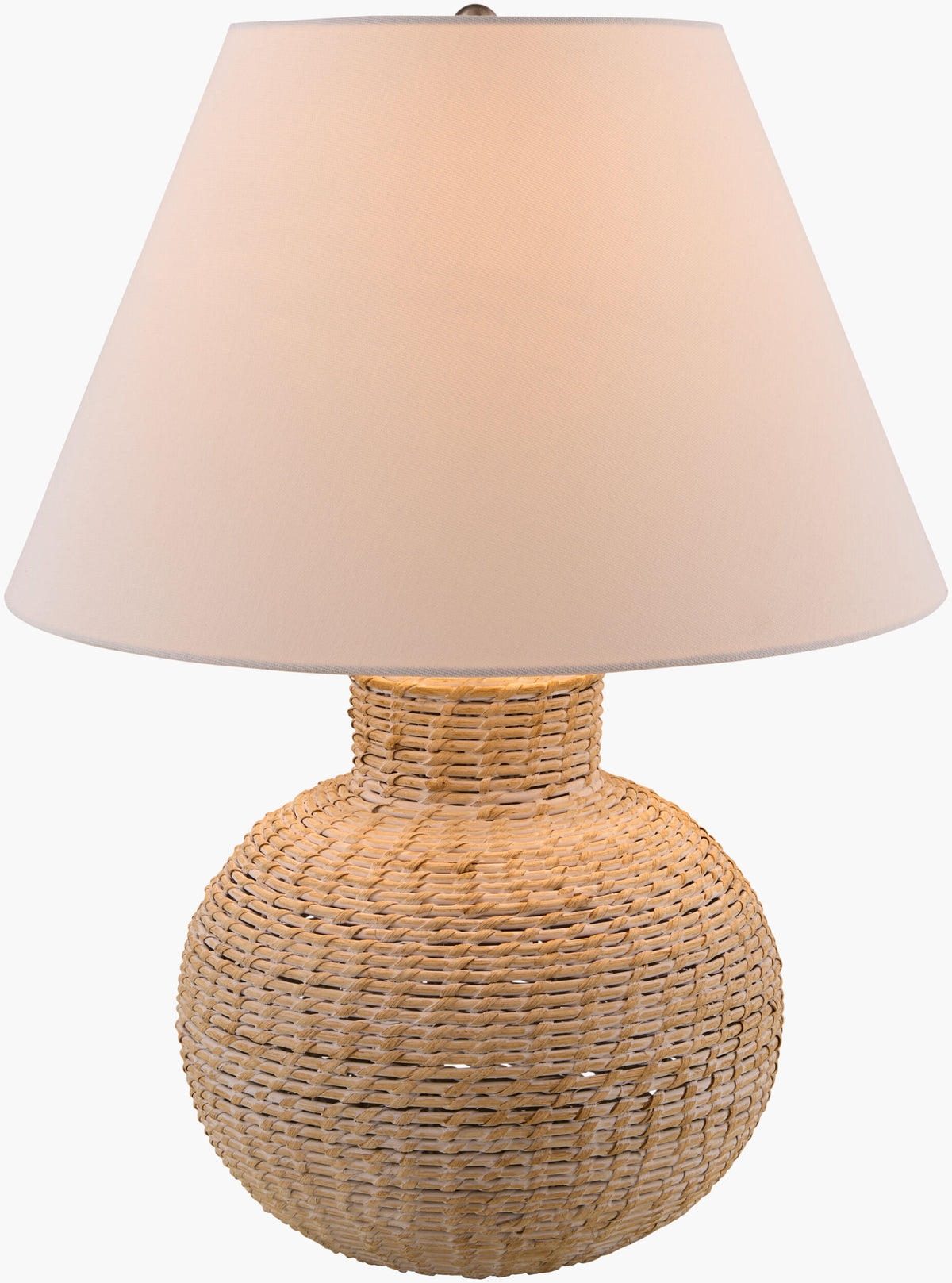 Paradise Bay 24" Rattan Table Lamp, Painted White