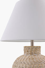 Paradise Bay 24" Rattan Table Lamp, Painted White