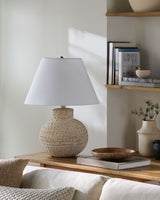 Paradise Bay 24" Rattan Table Lamp, Painted White