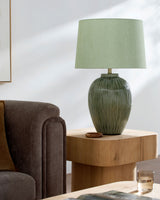 Sea Haven 29" Ceramic Table Lamp, Hand Painted Green