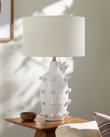 Seashell Pearl 29" Ceramic Table Lamp, Glazed White