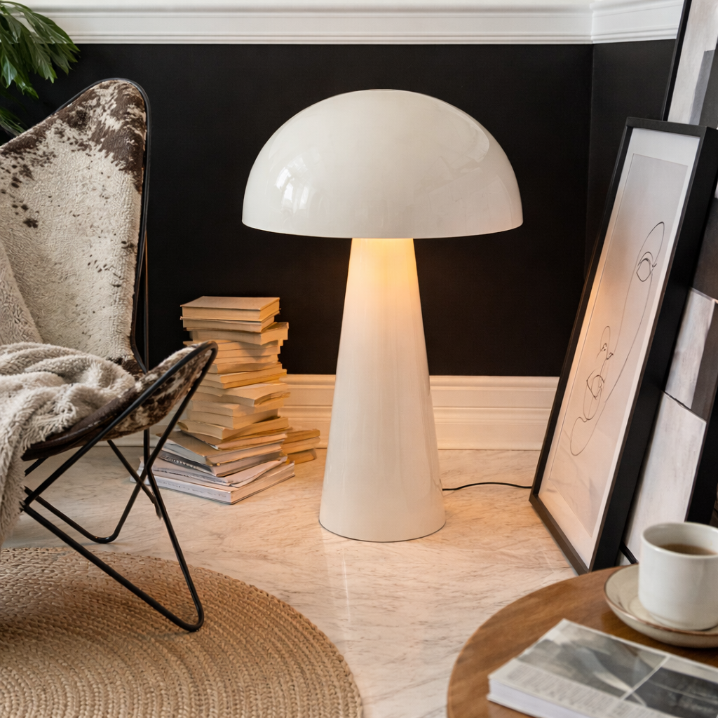 White Floor Lamp With Dome Shape