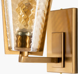 Maxton 12" Iron Wall Sconce, Polished Metallic Brass, Textured Clear