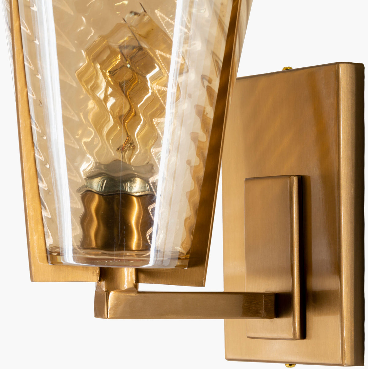 Maxton 12" Iron Wall Sconce, Polished Metallic Brass, Textured Clear